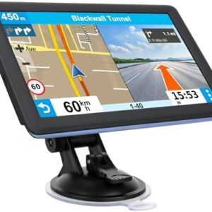 GPS Navigator for Car Truck RV, Latest 2025 Map, 7 inch Touch Screen Real Voice Spoken Turn-by-Turn Direction Reminding Navigation System for Cars, Vehicle GPS with Speed and Red Light Warning (Blue)